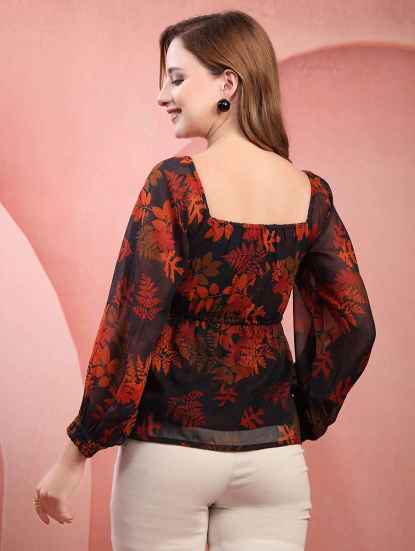 Women Printed Long Sleeves Peplum Top - 22657857 -  Standard Image - 3