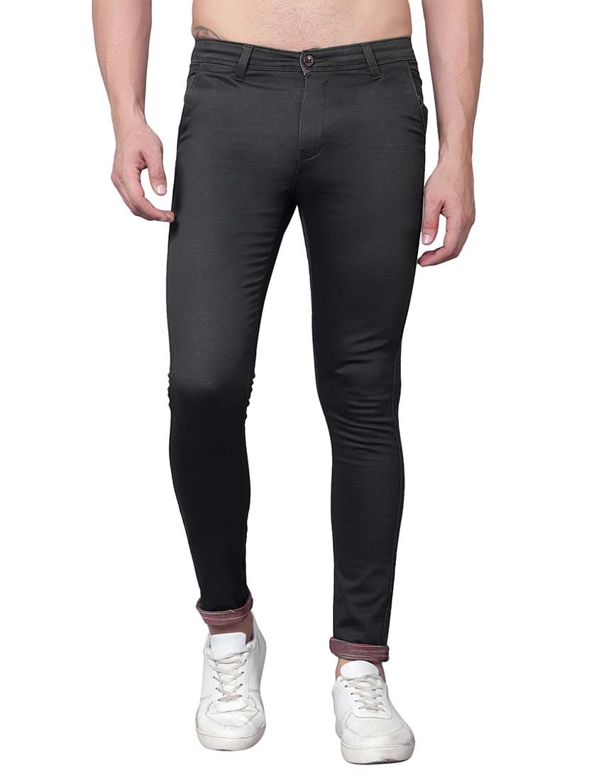 men solid mid rise chinos casual trouser