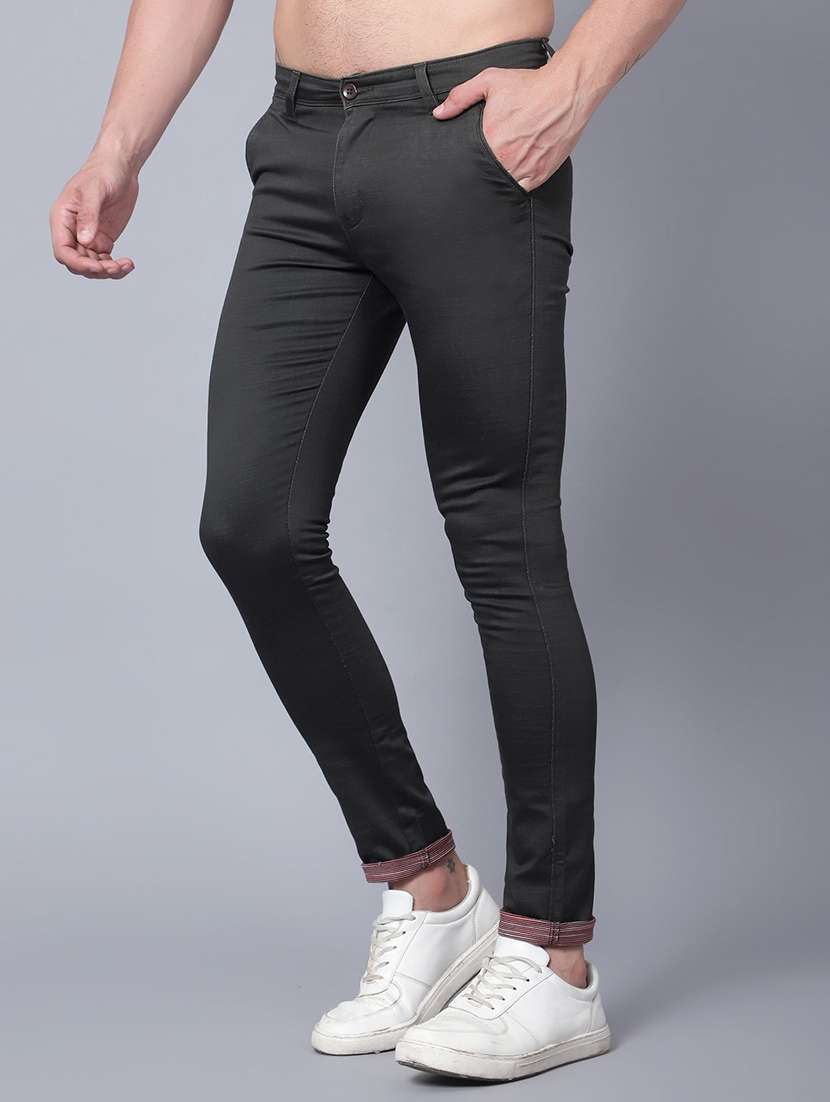 men solid mid rise chinos casual trouser - 22658212 -  Standard Image - 3