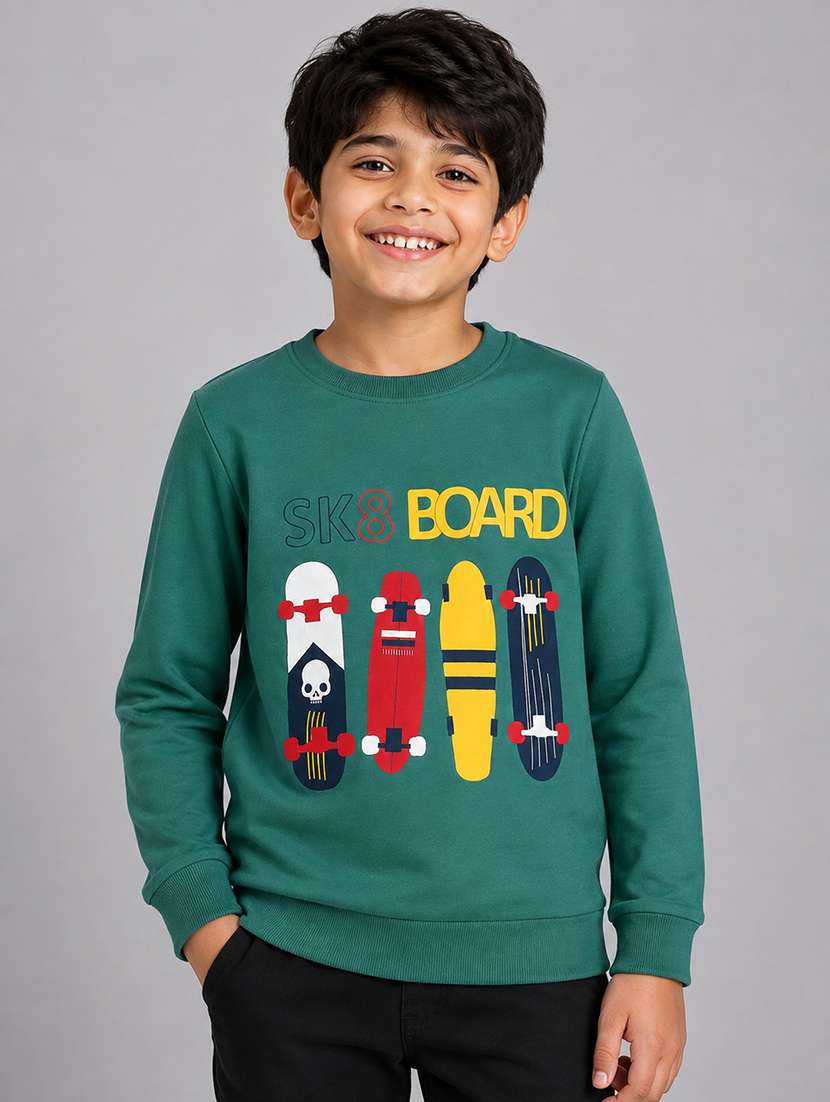 boys printed long sleeves regular fit sweatshirt