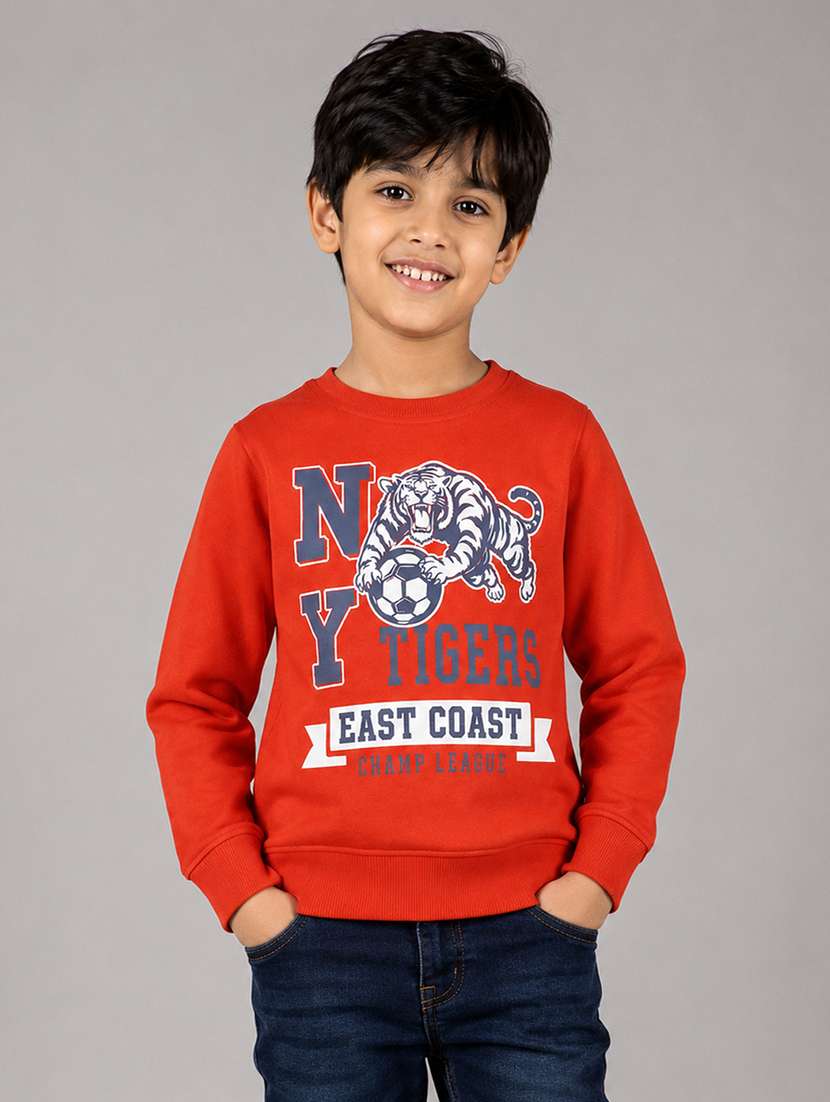 boys printed long sleeves regular fit sweatshirt