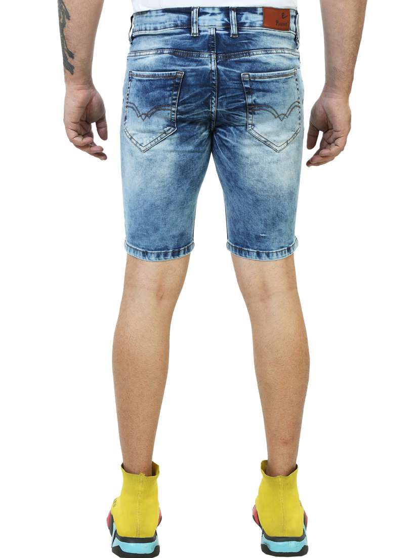 men washed mid rise slim fit denim shorts - 22658327 -  Standard Image - 3