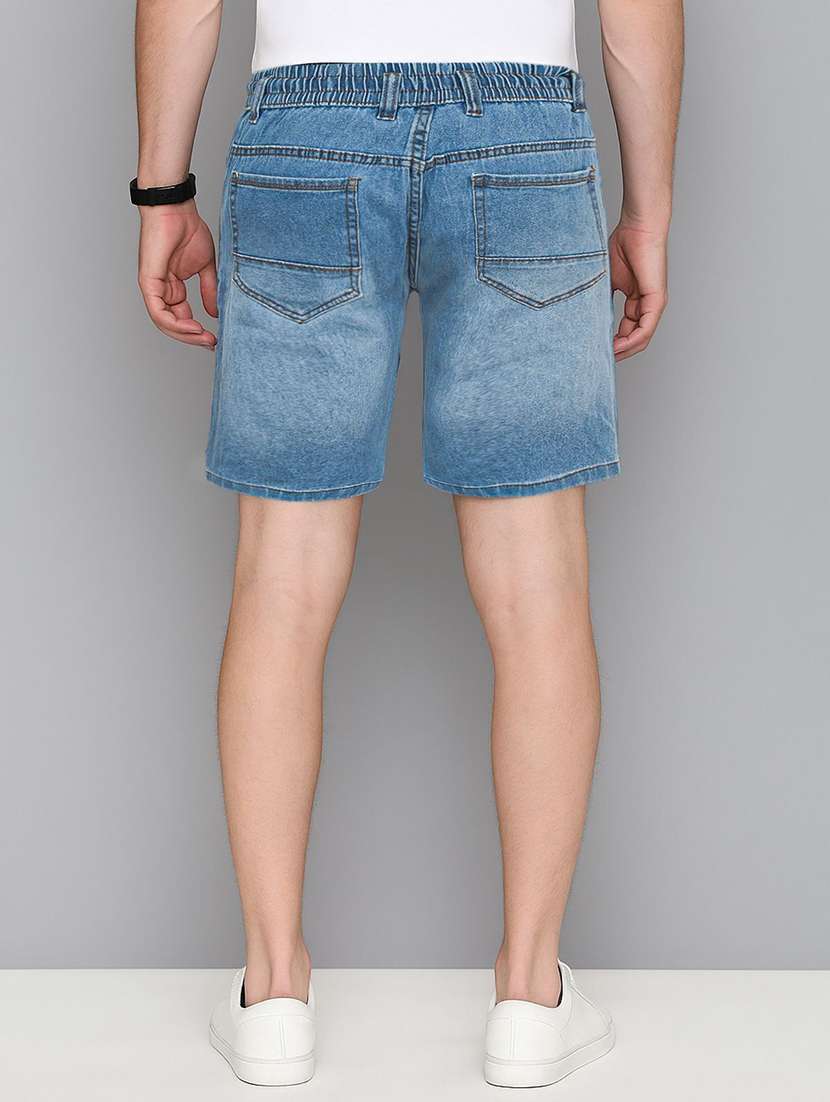 men washed mid rise regular fit denim shorts - 22658375 -  Standard Image - 3