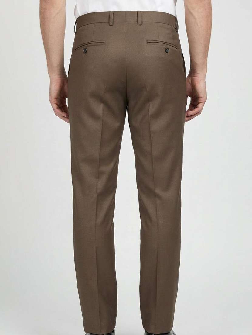 men solid mid rise flat formal trouser - 22658399 -  Standard Image - 3