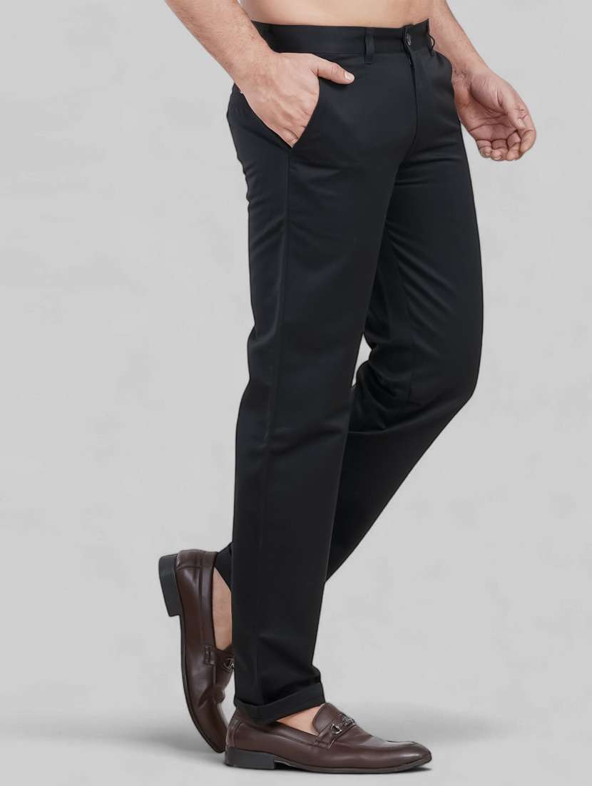 men solid mid rise flat formal trouser - 22658404 -  Standard Image - 3