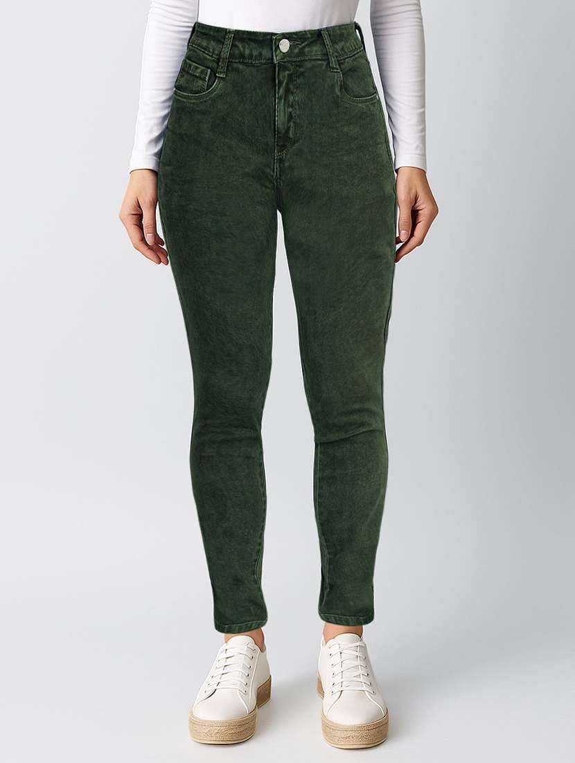 women washed high rise slim fit jeans