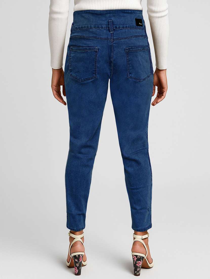 women solid high rise slim fit jeans - 22658430 -  Standard Image - 3