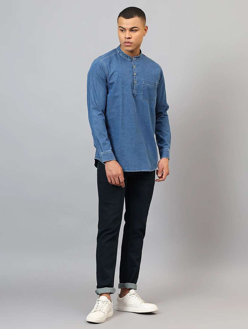 men solid mandarin neck short kurta - 22658439 -  Standard Image - 5