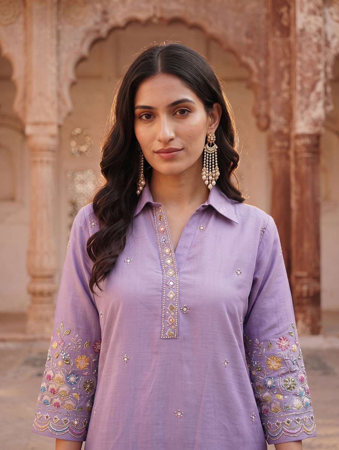 Women Embroidered Three Quarter Sleeves Ethnic Co-ord Set - 22658464 -  Standard Image - 5