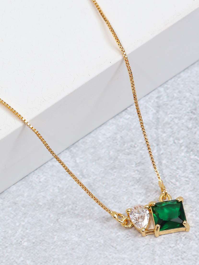 women gold stone detailed pendant 