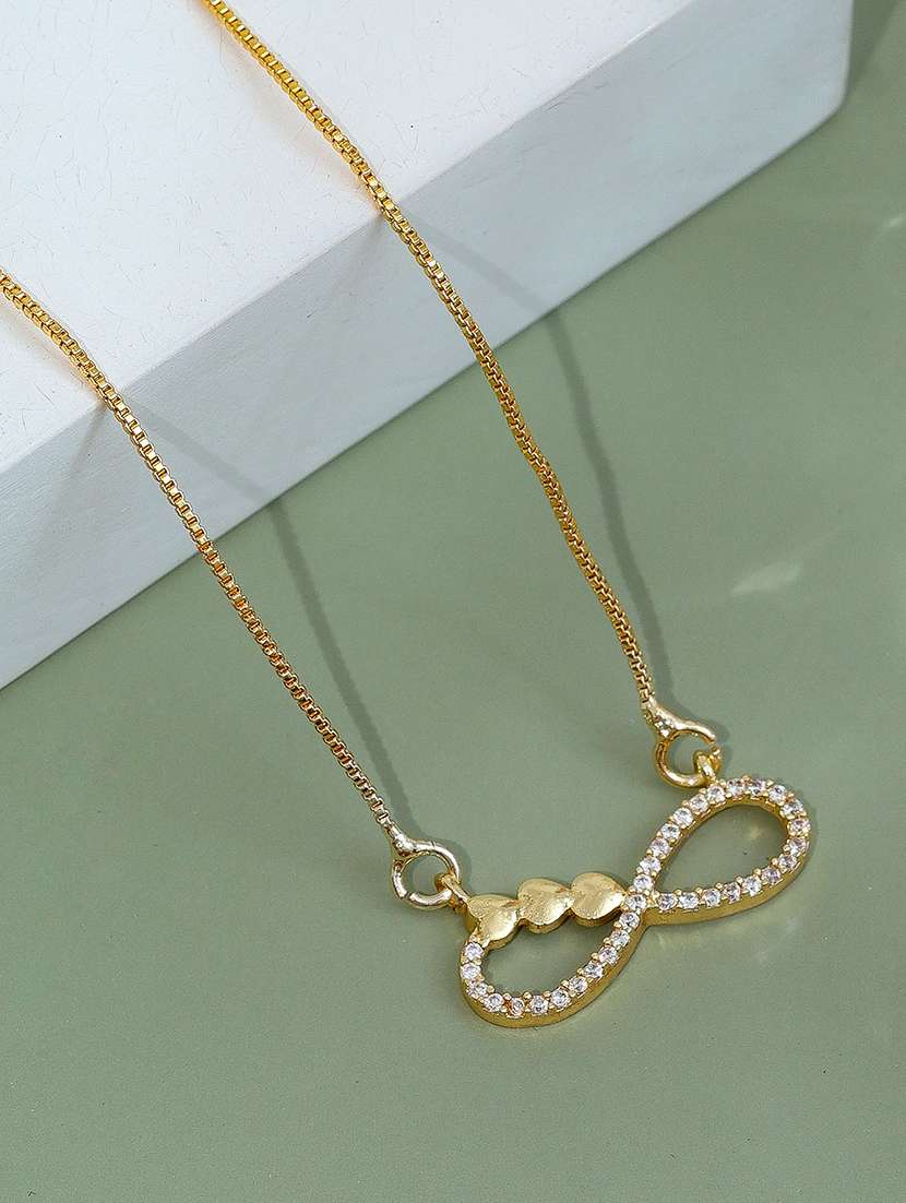 elegant infinity cz pendant necklace with heart link detail