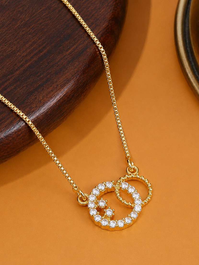 elegant interlocking loop cz pendant necklace with sparkling stone detailing
