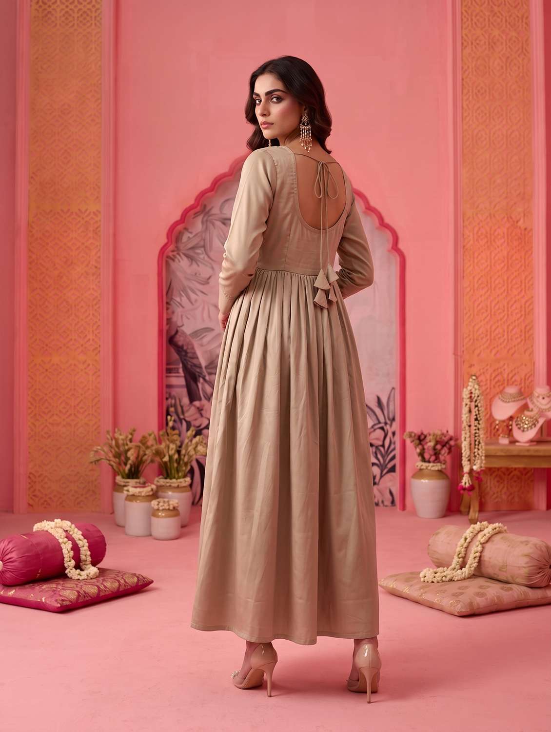 Women Embroidered Long Sleeves Anarkali Dress - 22658511 -  Standard Image - 3
