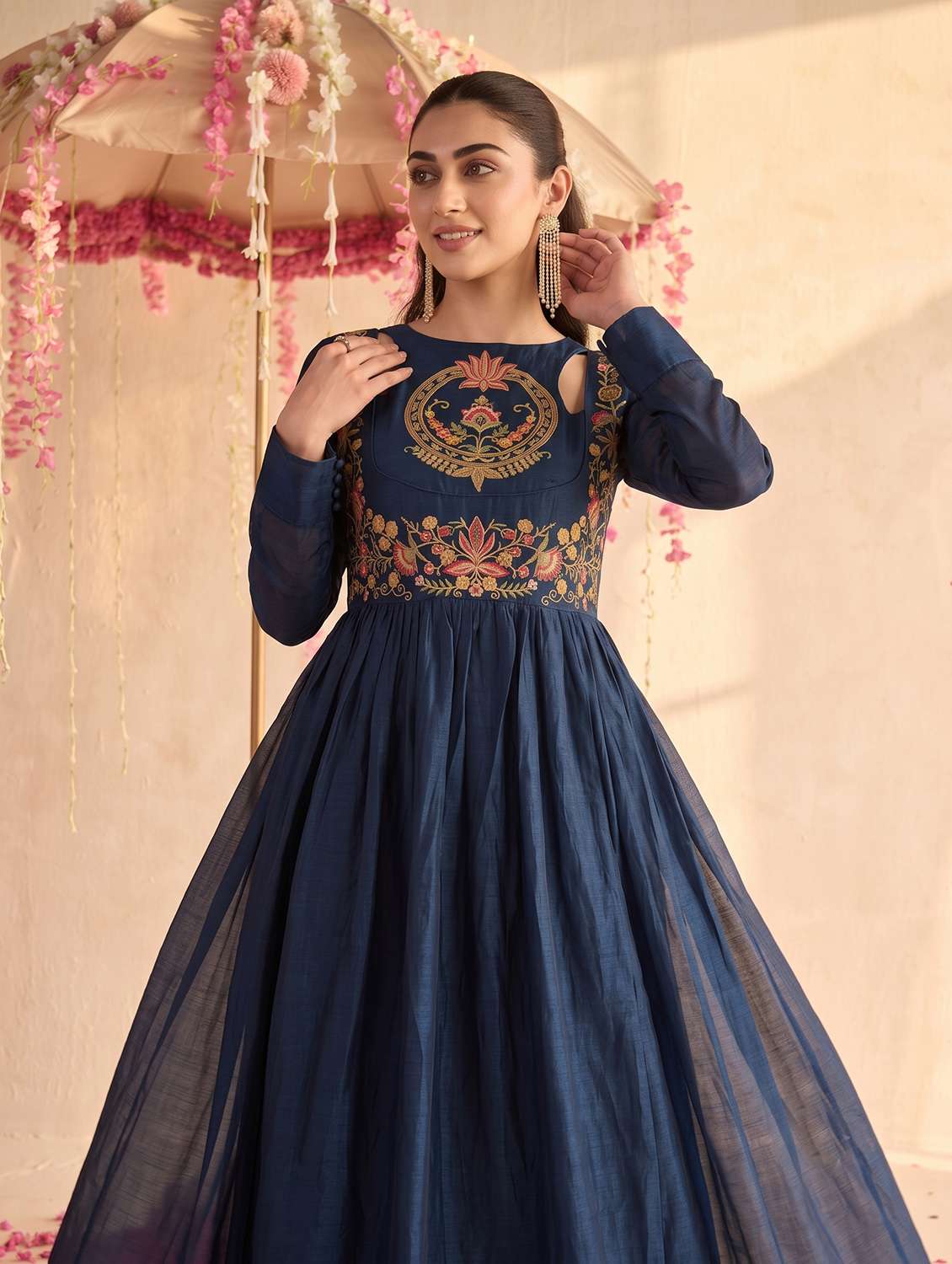 Women Embroidered Long Sleeves Anarkali Dress - 22658512 -  Standard Image - 5