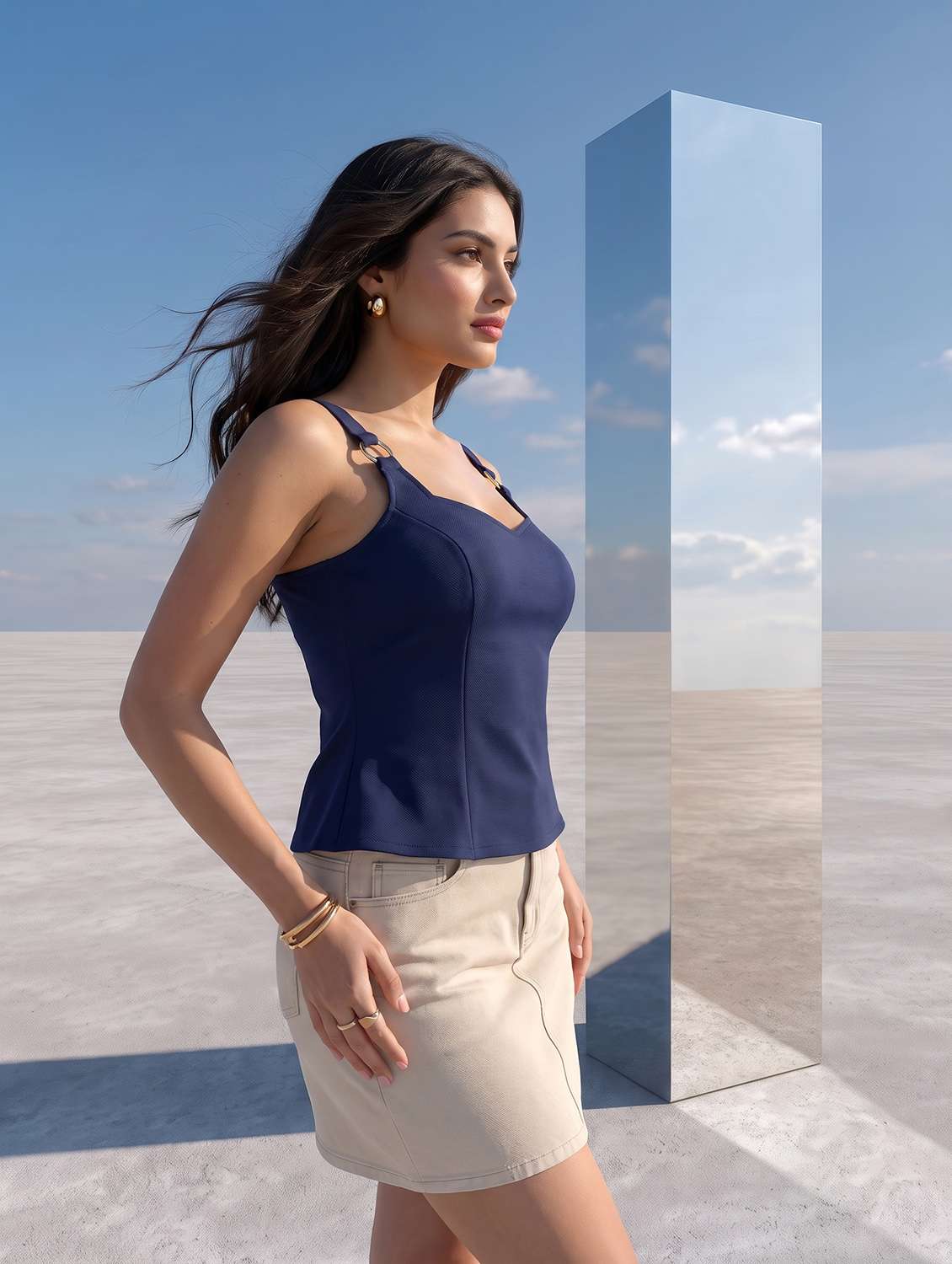 Women Solid Shoulder Strap Regular Top - 22658528 -  Standard Image - 3