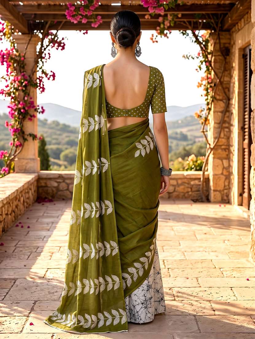 Women Printed Casual Wear Saree With Blouse - 22658692 -  Standard Image - 3