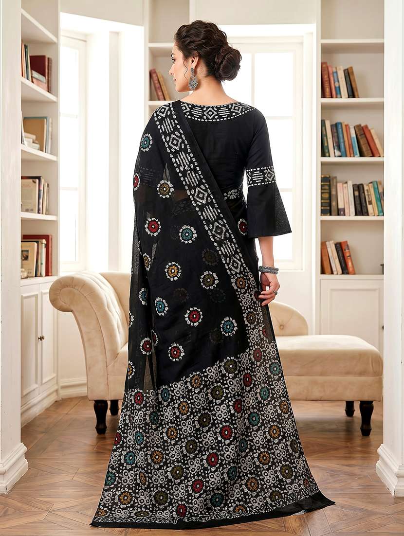 Women Printed Casual Wear Saree With Blouse - 22658694 -  Standard Image - 3