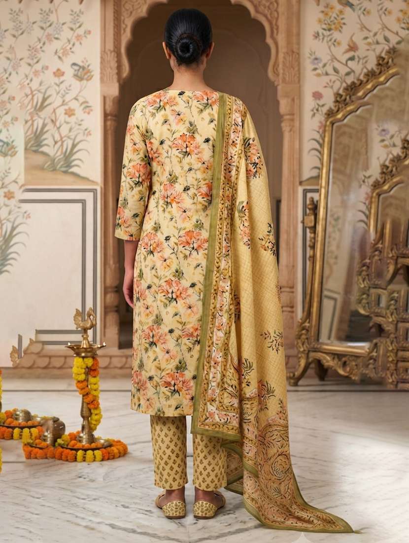 Women Printed Three Quarter Sleeves Kurta Pant Set With Dupatta - 22658957 -  Standard Image - 3