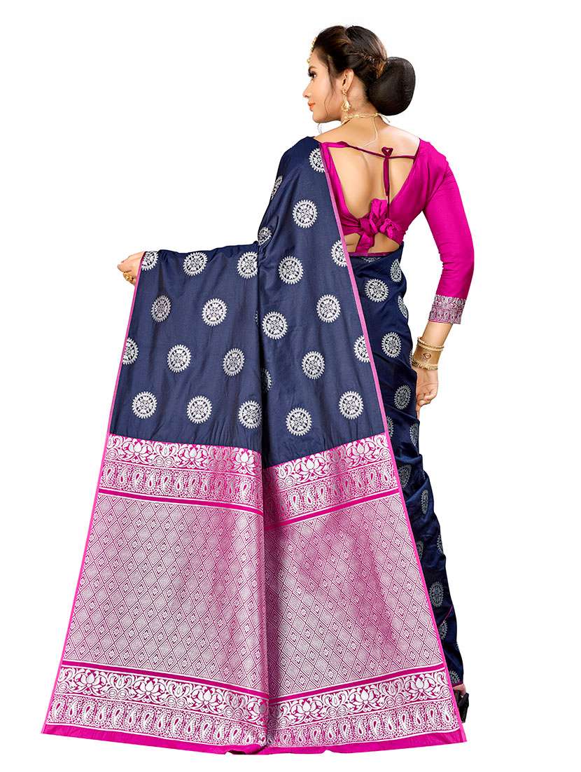 Women Self Design Banarasi Saree With Blouse - 22660292 -  Standard Image - 3