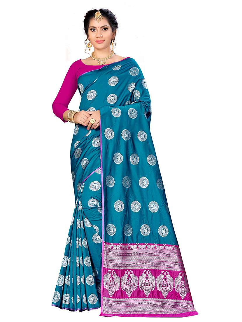 women self design banarasi saree with blouse