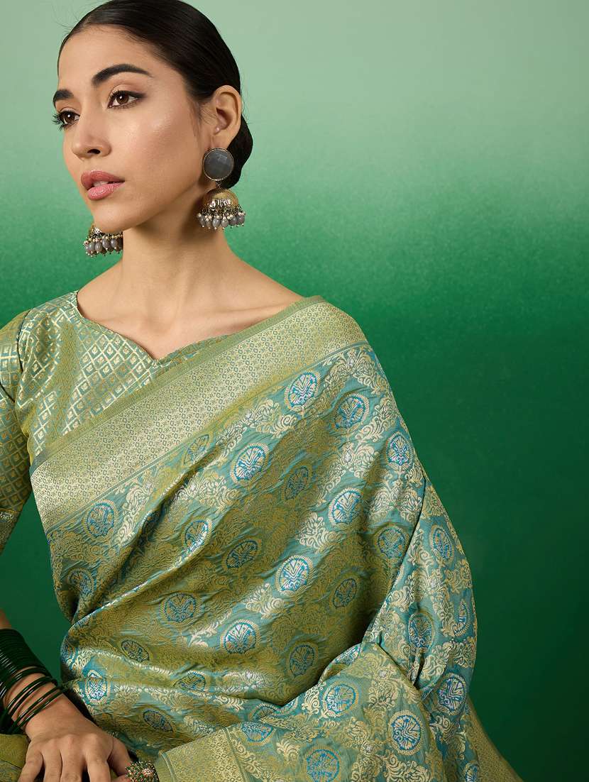Women Self Design Banarasi Saree With Blouse - 22660316 -  Standard Image - 3