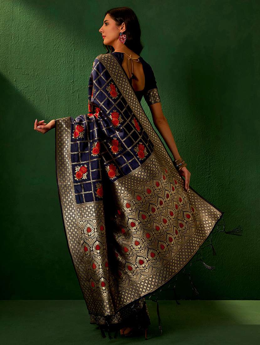 Women Self Design Banarasi Saree With Blouse - 22660327 -  Standard Image - 3
