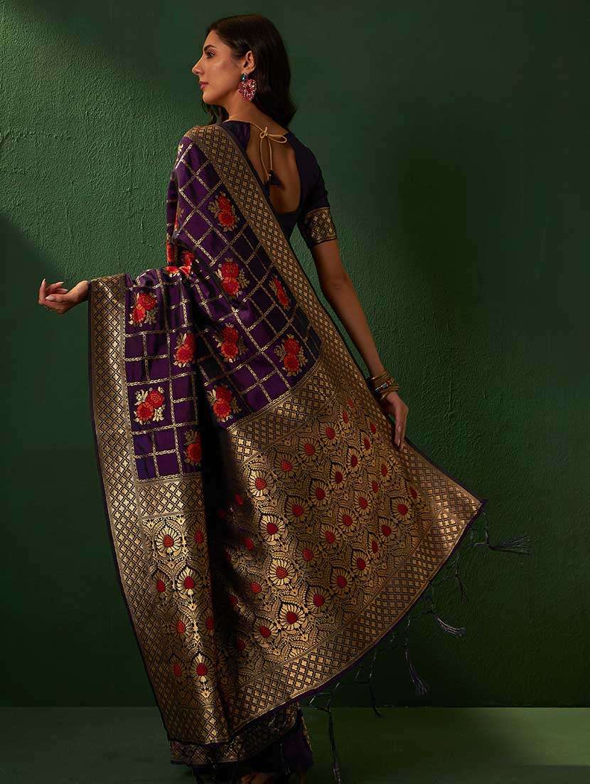Women Self Design Banarasi Saree With Blouse - 22660328 -  Standard Image - 3