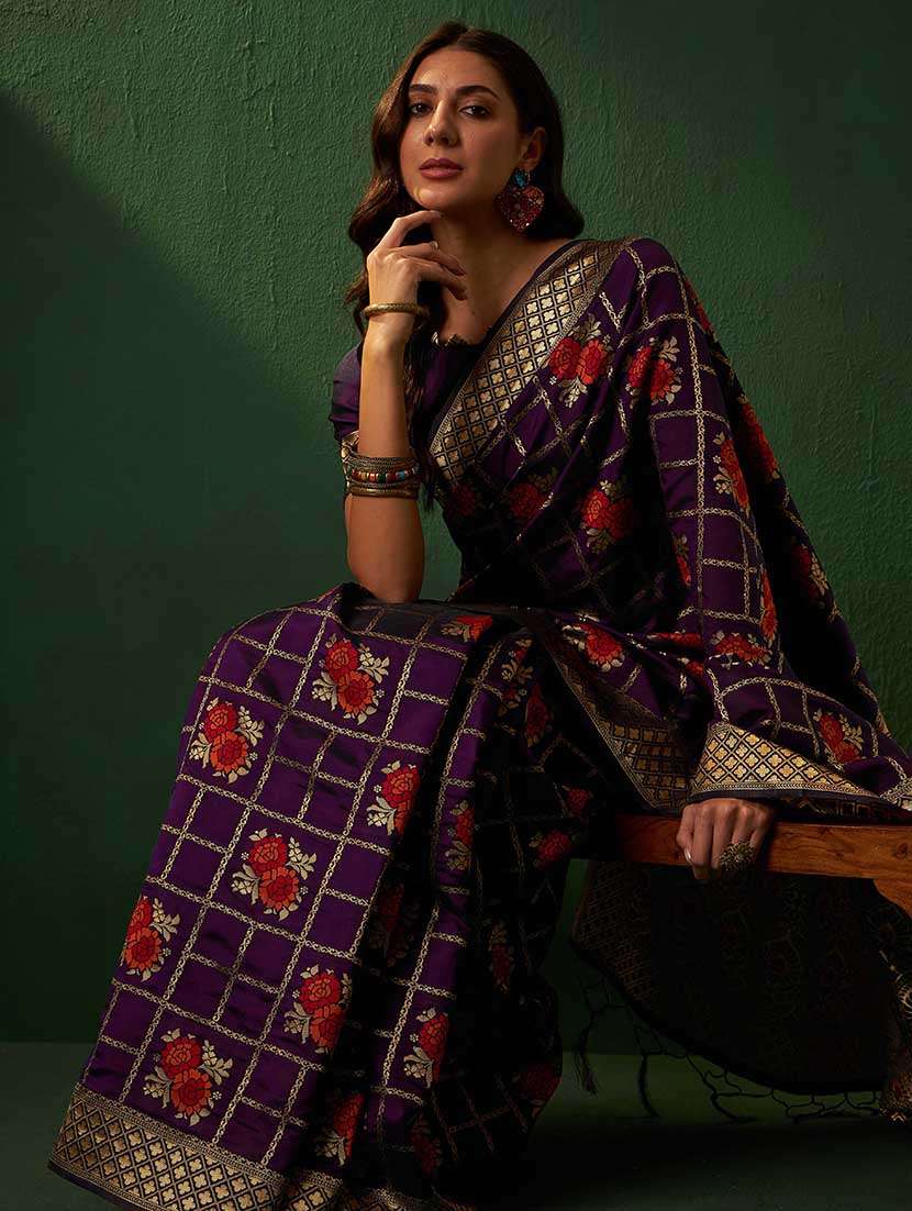 Women Self Design Banarasi Saree With Blouse - 22660328 -  Standard Image - 5