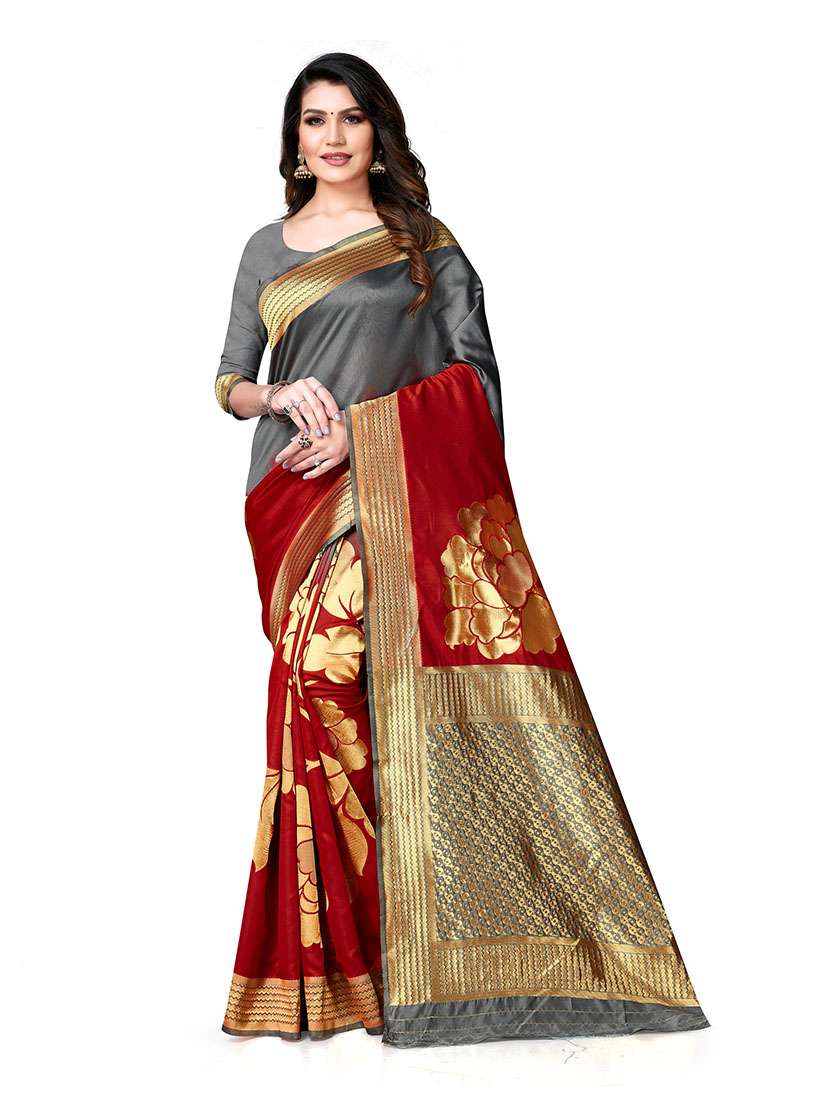 women self design banarasi saree with blouse