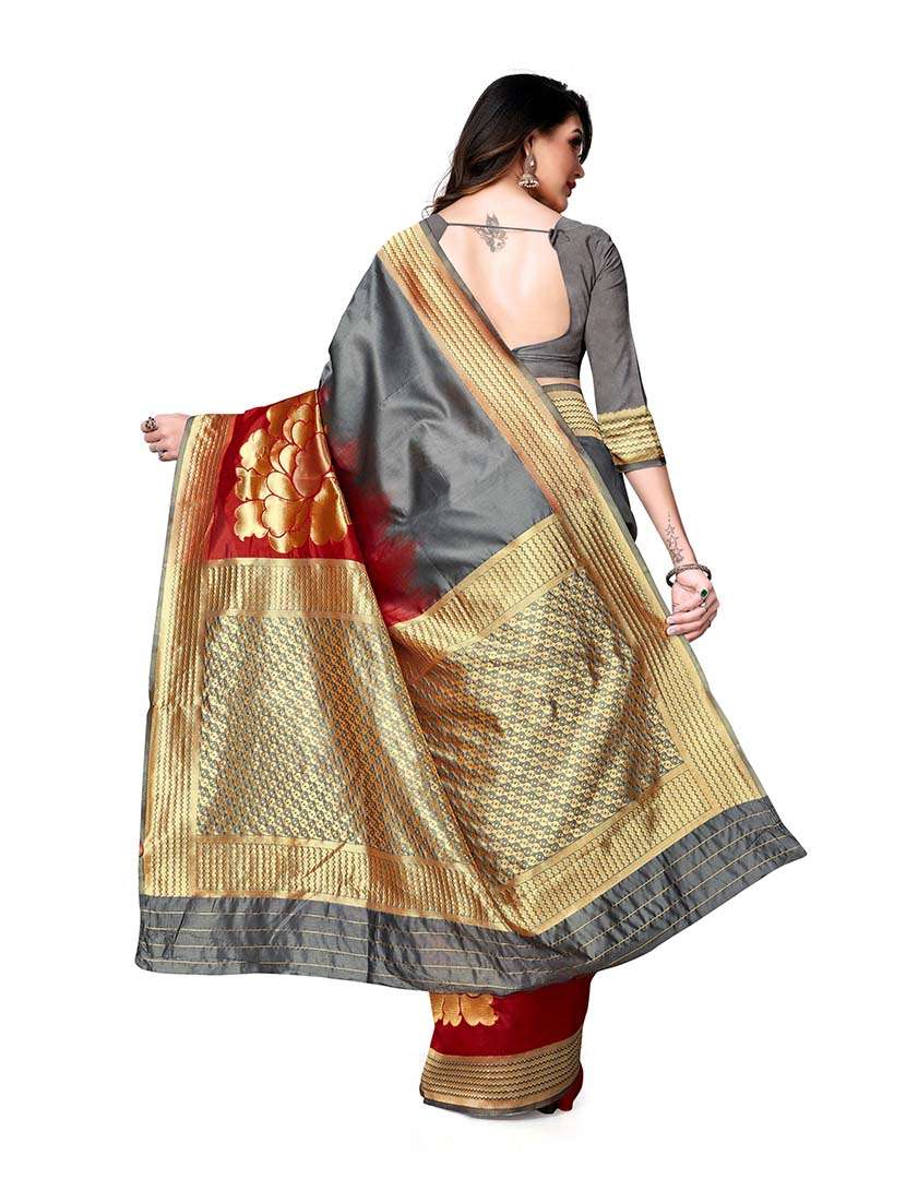 Women Self Design Banarasi Saree With Blouse - 22660354 -  Standard Image - 3
