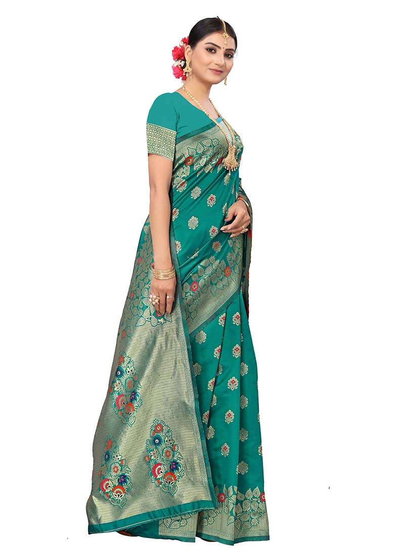 Women Self Design Banarasi Saree With Blouse - 22660393 -  Standard Image - 3