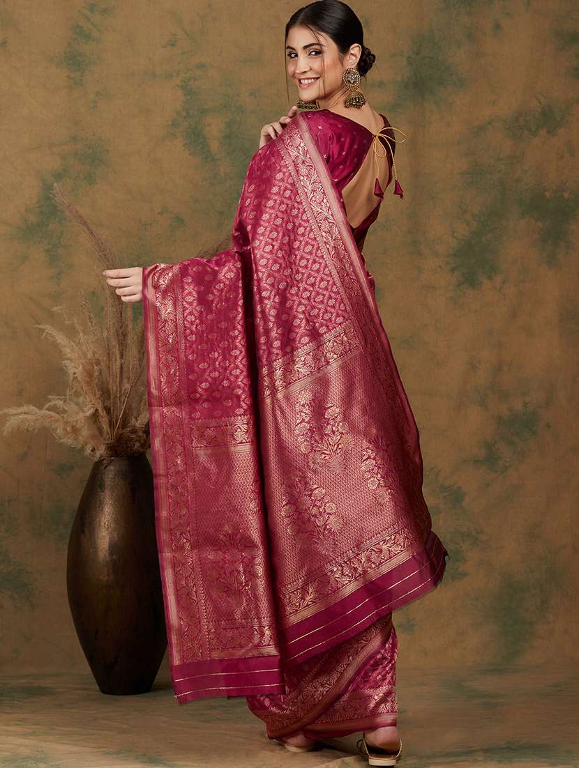 Women Self Design Banarasi Saree With Blouse - 22660448 -  Standard Image - 3