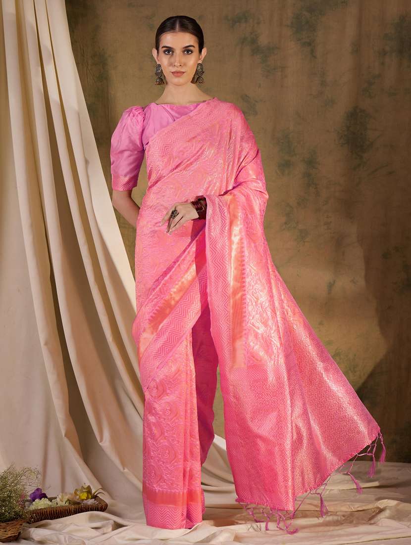 women self design banarasi saree with blouse