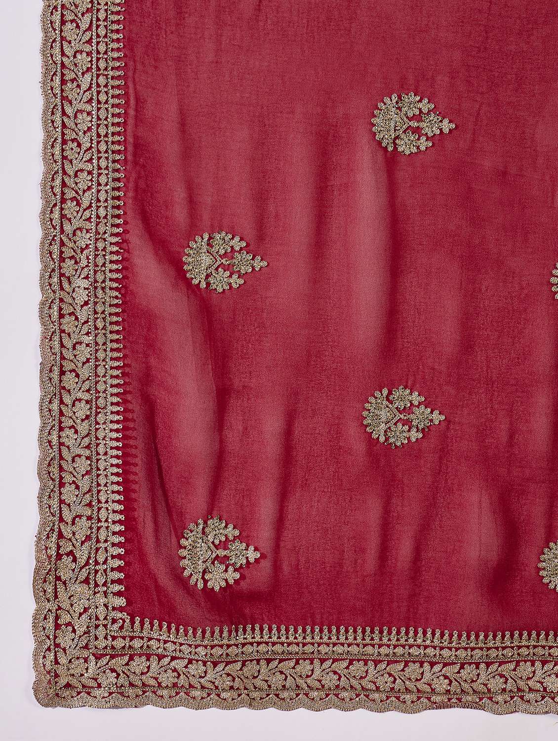 Women Solid With Work Embroidered Saree With Blouse - 22660645 -  Standard Image - 5