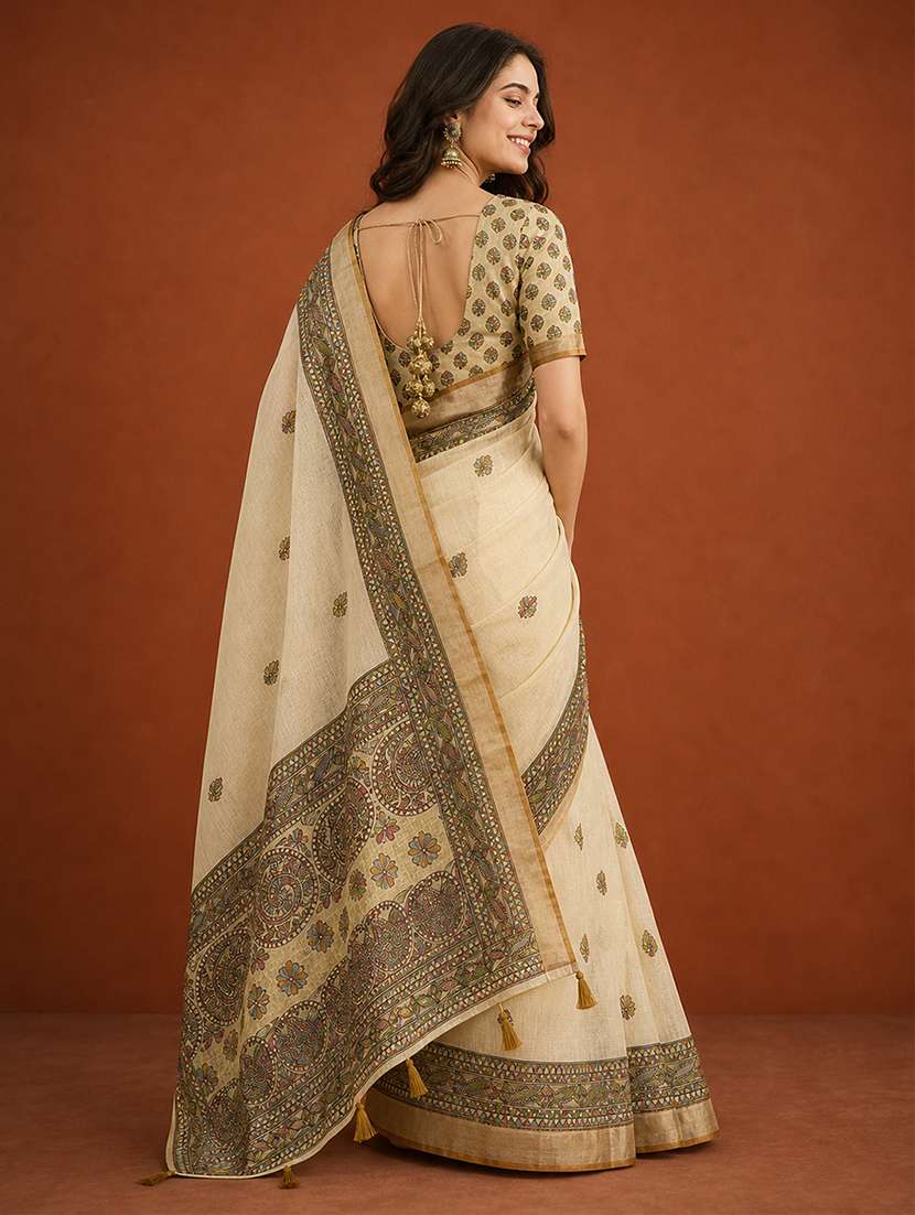 Women Printed Casual Wear Saree With Blouse - 22660886 -  Standard Image - 3
