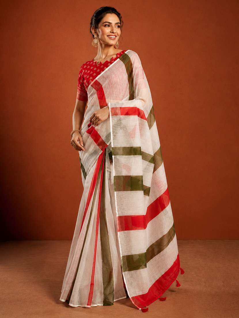 women printed casual wear saree with blouse