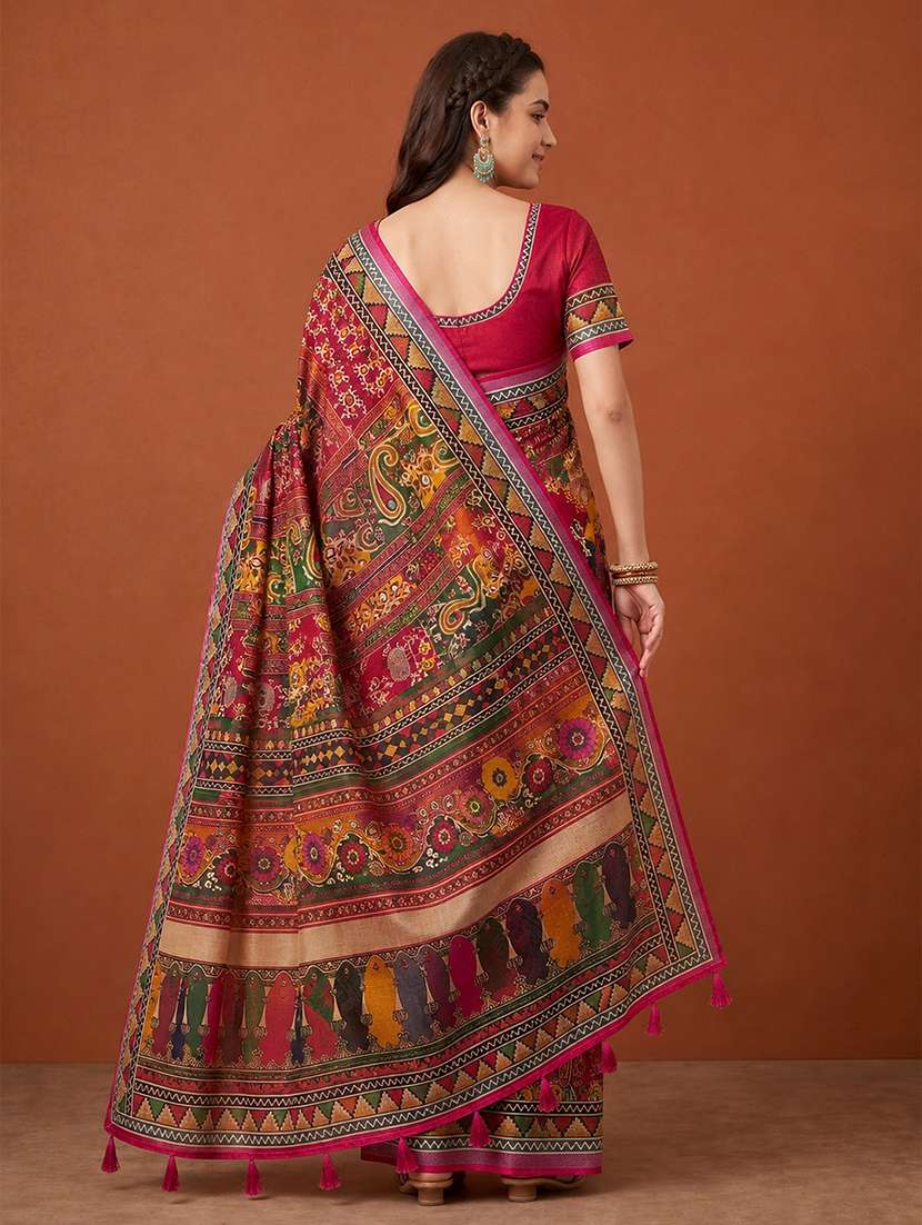 Women Printed Casual Wear Saree With Blouse - 22660889 -  Standard Image - 3