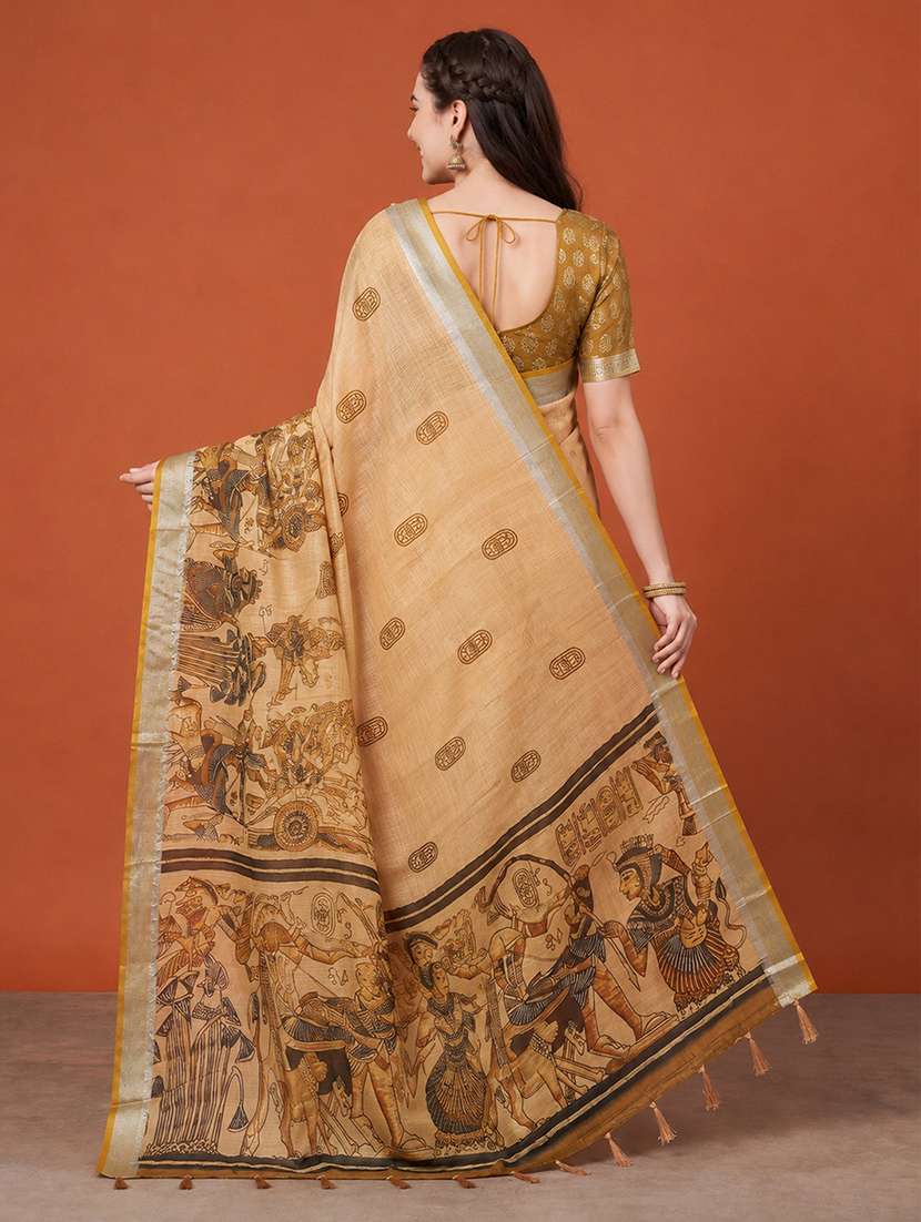 Women Printed Casual Wear Saree With Blouse - 22660890 -  Standard Image - 3