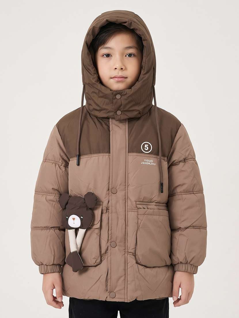 boys colourblocked long sleeves quilted jacket
