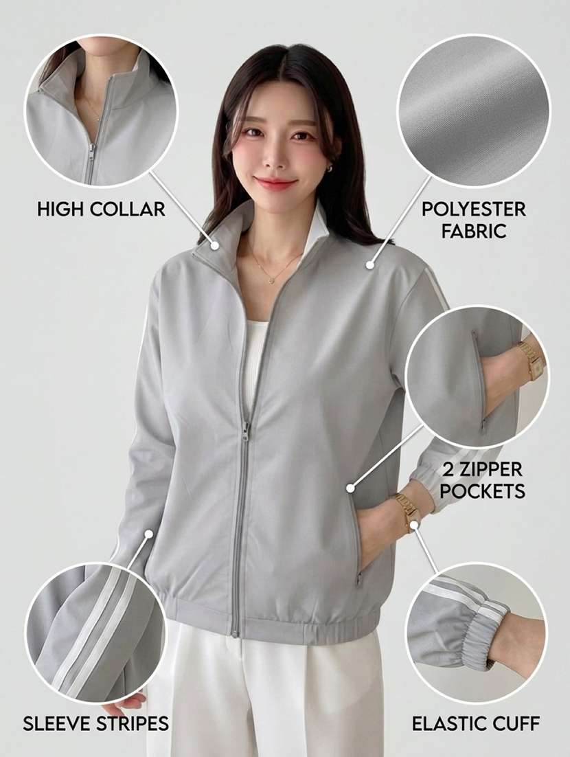 Women Tapered Long Sleeve Windcheater Jacket - 22661995 -  Standard Image - 3