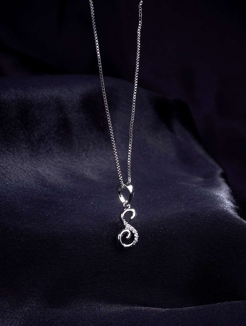 women white stone rhodium-plated brass pendant
