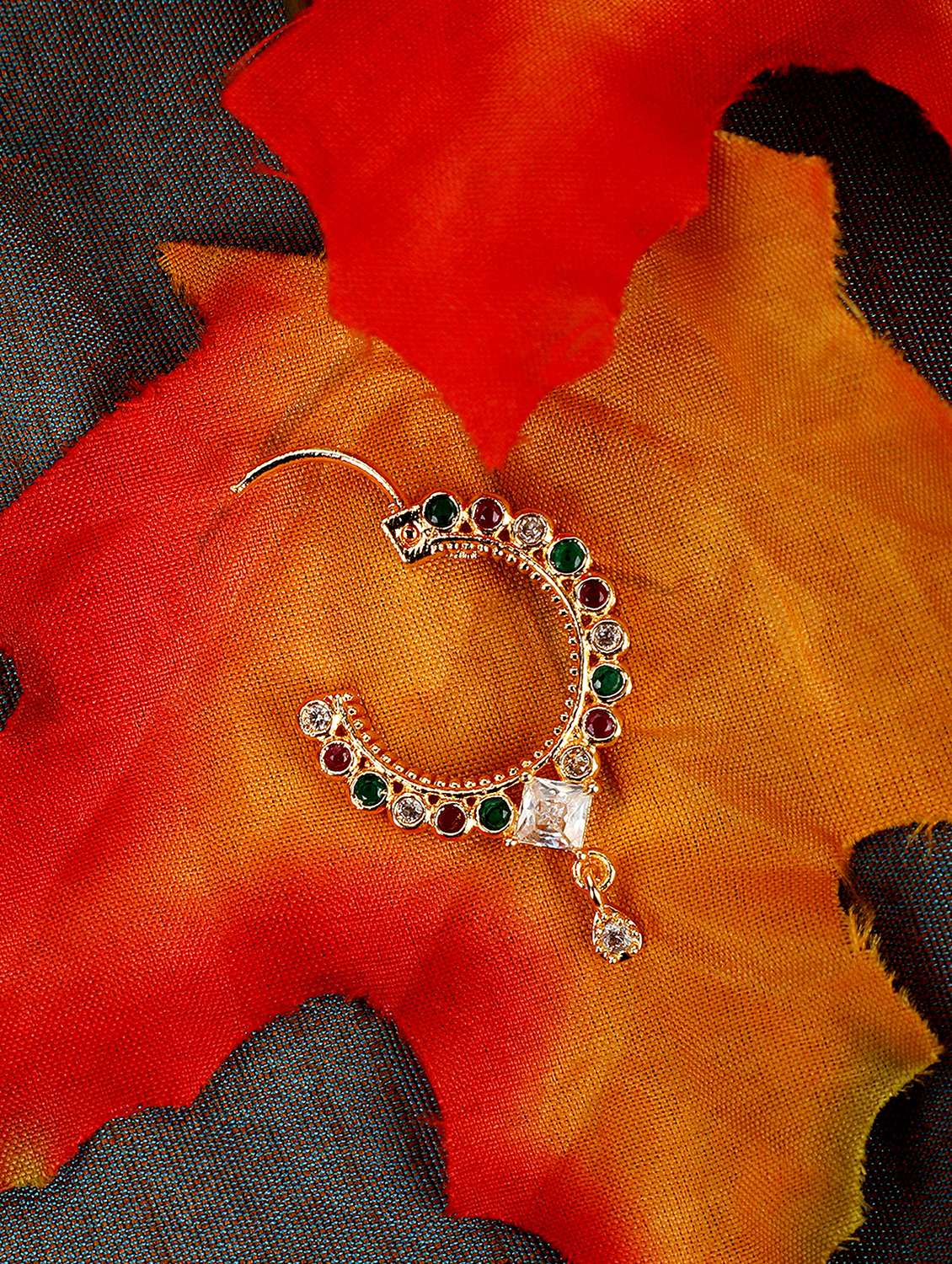 gold-plated crystal nose ring