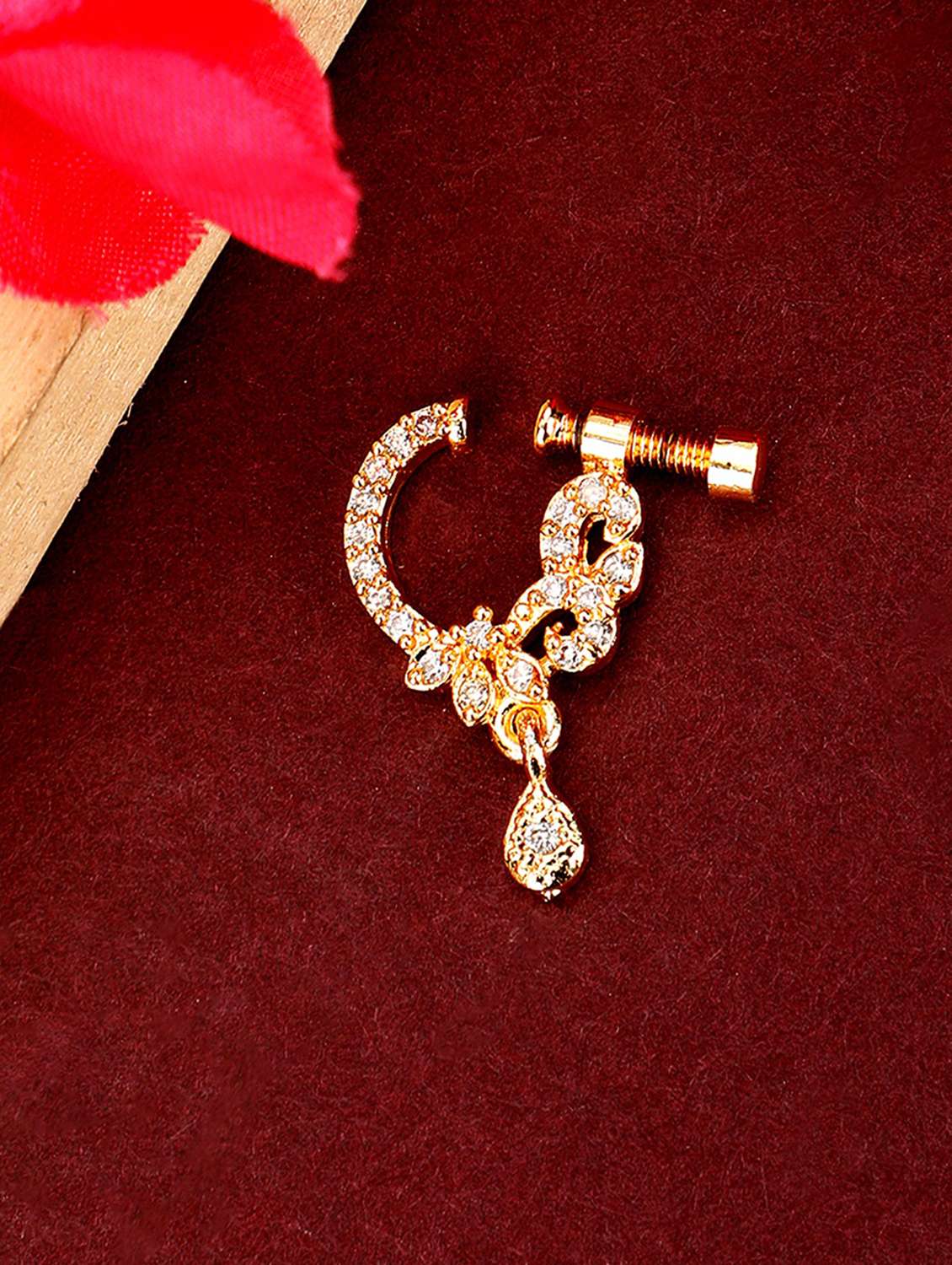fashion jewellery gold brass stone naath adjustable
