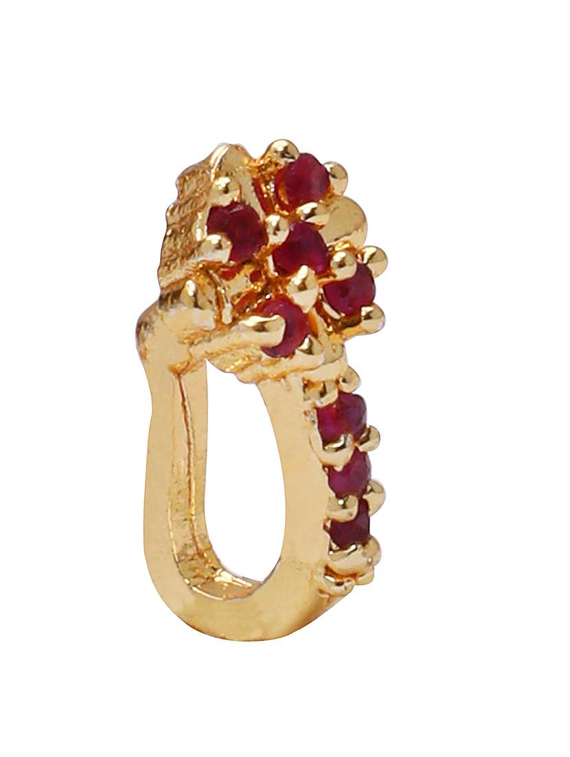 ad cz flower pressing golden nose pin