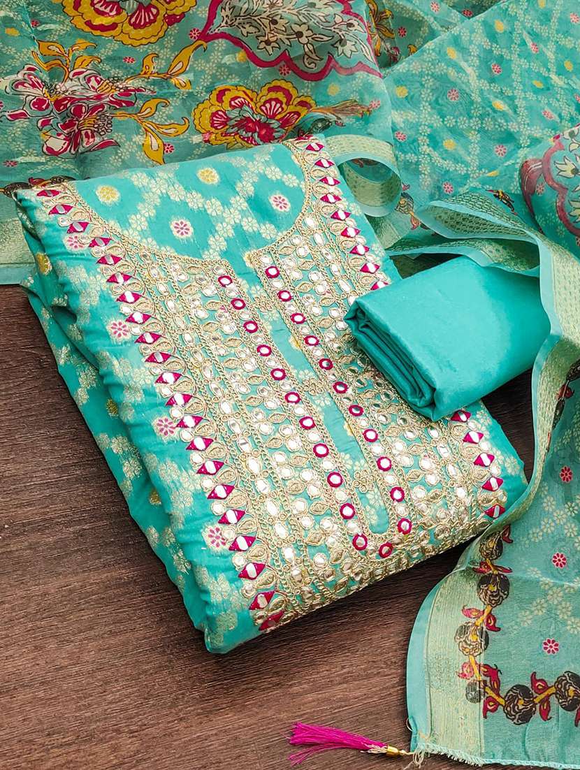 women self design unstitched suit set