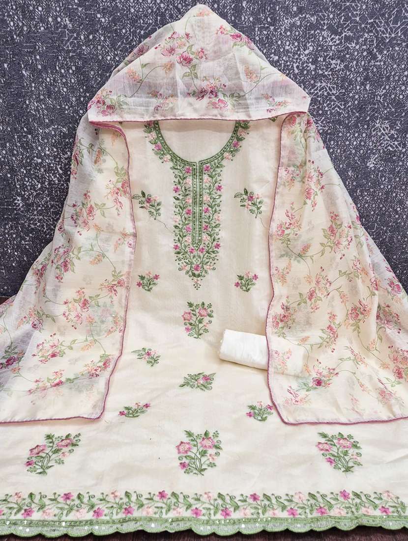 women solid with work unstitched suit set - 22662309 -  Standard Image - 3
