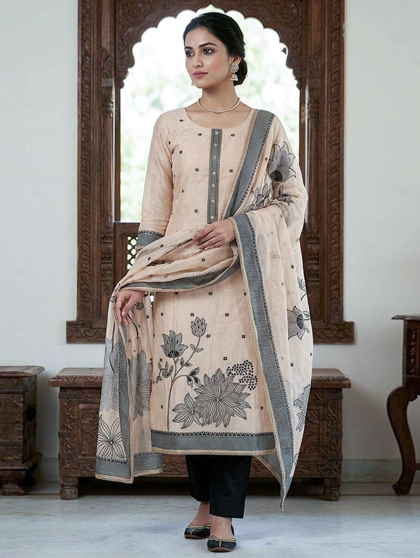 women self design unstitched suit set