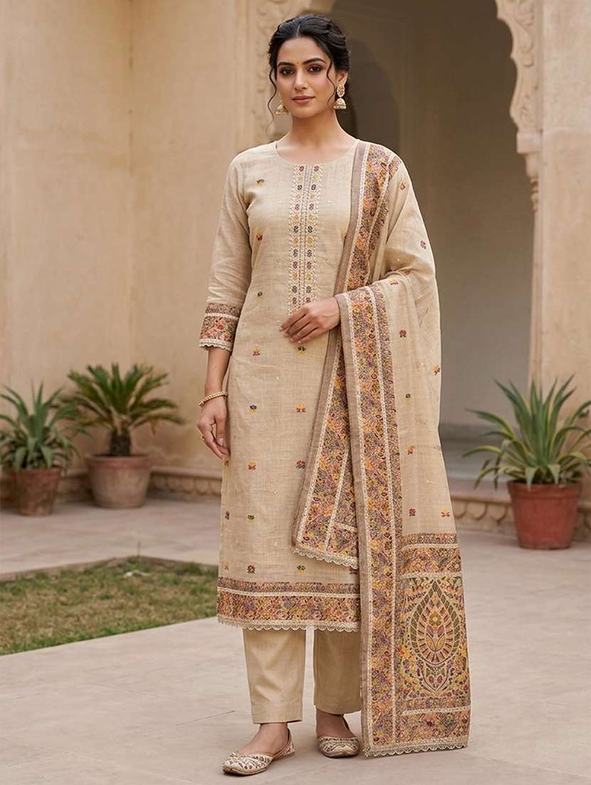 women self design unstitched suit set