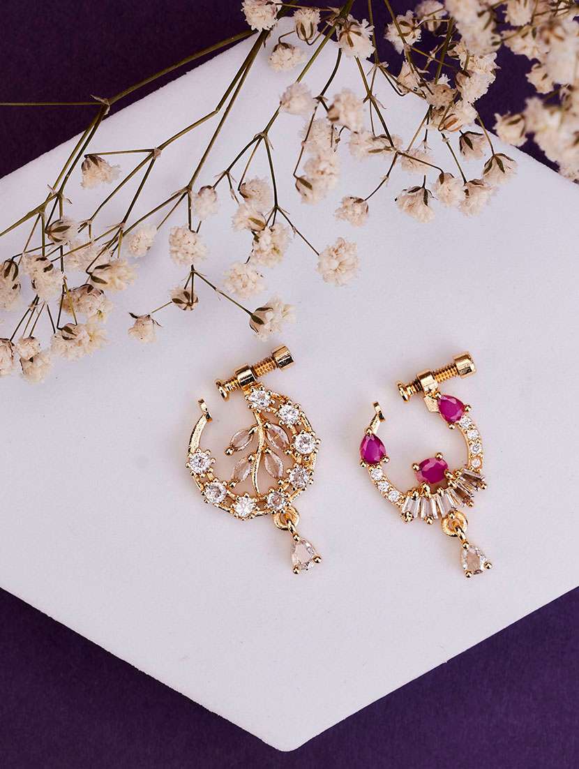 crescent shaped gold plated combo naath