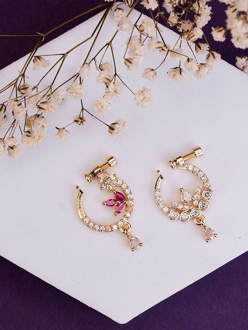 tri-floral combo gold plated naath
